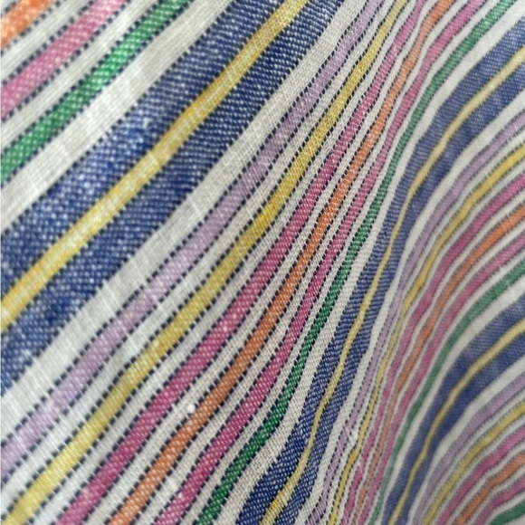 Talbots Skirt Size 4 Rainbow Chevron Linen Aline Midi Linen Blend Belted Waist - Picture 5 of 6